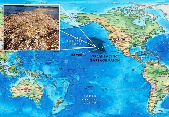 世界で海洋ごみが最も多いのは、太平洋ごみベルト（Great Pacific Garbage Patch/GPGP）と呼ばれるちょうどハワイとカリフォルニア州の中間あたりにある海域